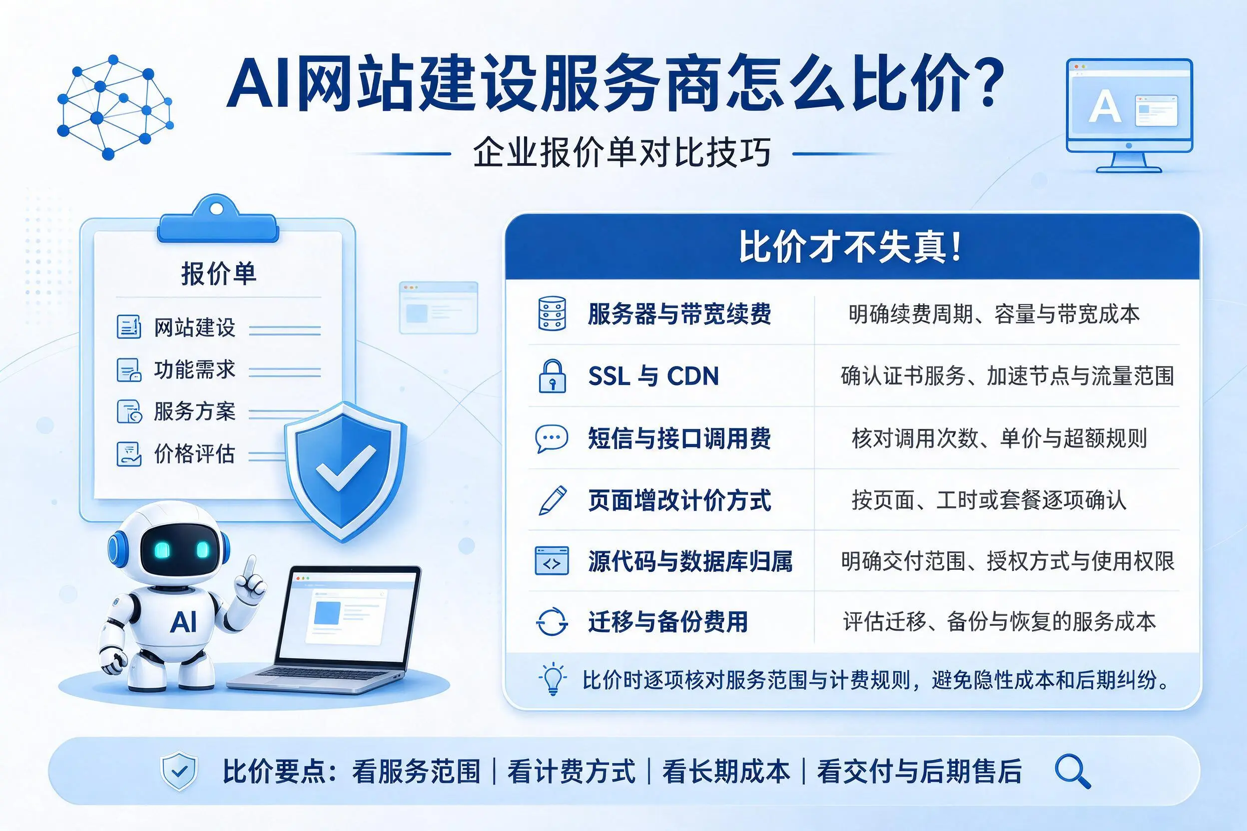 AI网站建设服务商怎么比价?珠海企业报价单对比技巧